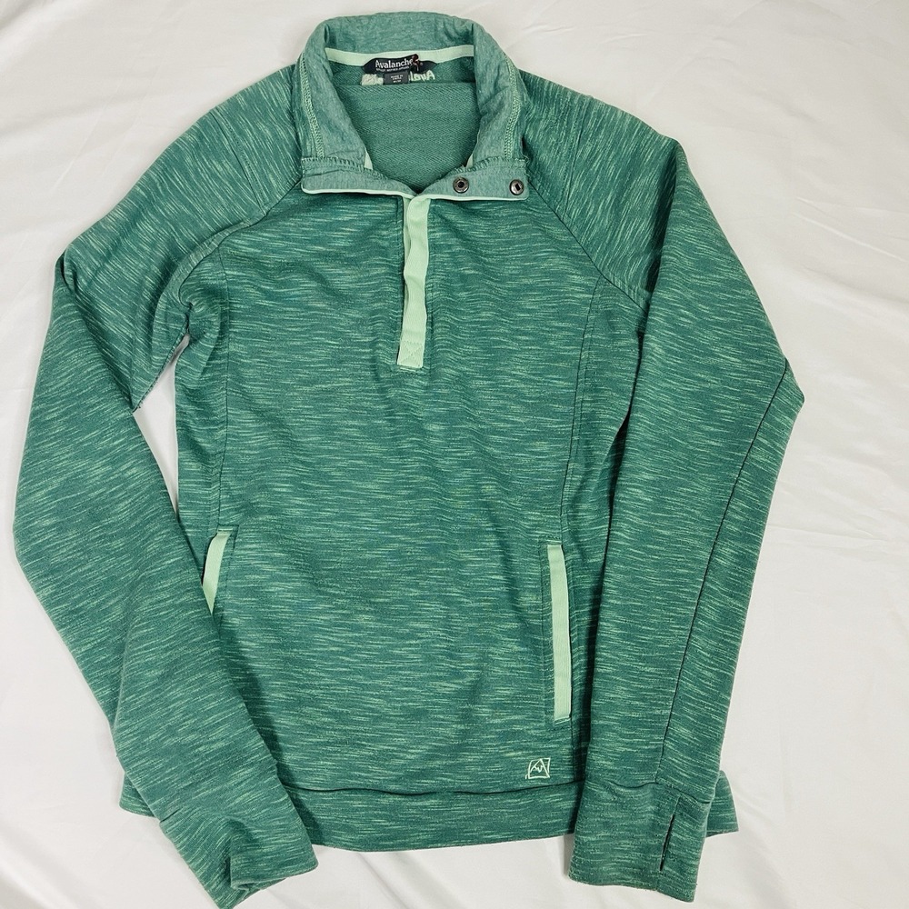Avalanche Loma Womens M Snap Neck Pullover Green Thumbhole Outdoor Gorpcore